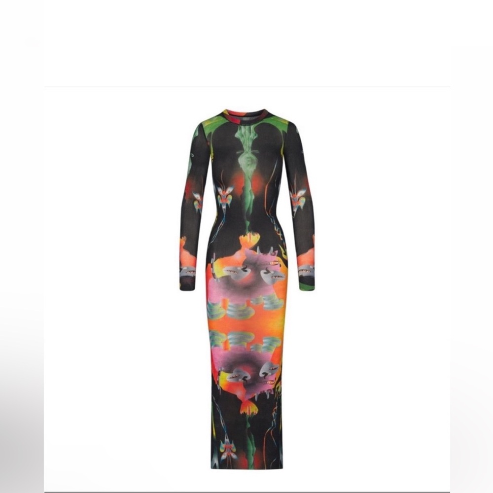 Colorful Graphic Long Sleeve Dress